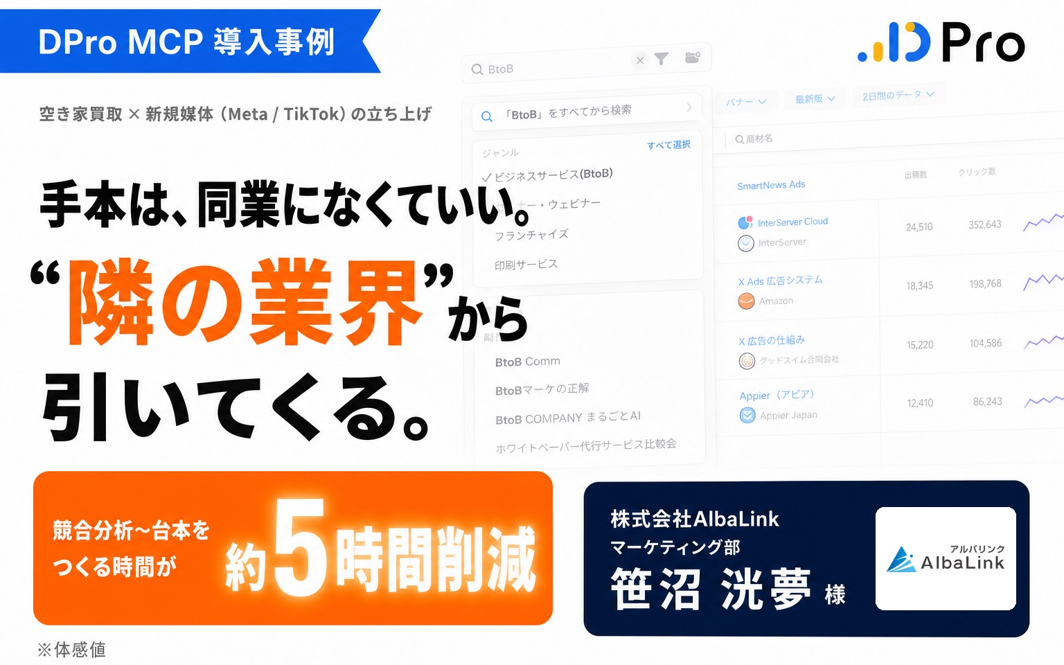 【事例】参考にできる競合が、業界の中で見つからない｜隣の業界から勝ち筋を引いてくるMCPの使い方（株式会社AlbaLink様）